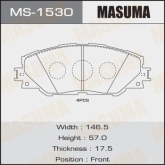 Колодки гальмівні передні Toyota Auris (10-), RAV 4 (05-16) (MS-1530) MASUMA MS1530