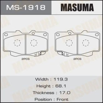 Колодки гальмівні передні Toyota Hilux (05-12) (MS-1918) MASUMA MS1918