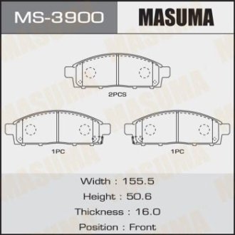 Колодки гальмівні передні Mitsubishi L200 (07-), Pajero Sport (09-15) (MS-3900) MASUMA MS3900