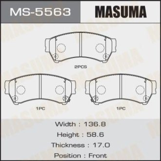 Колодки гальмівні передні Mazda 6 (07-12) (MS-5563) MASUMA MS5563