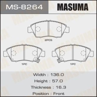 Колодки гальмівні AN-376WK, NP8005, P28023 передн HONDA JAZZ IV (MS-8264) MASUMA MS8264