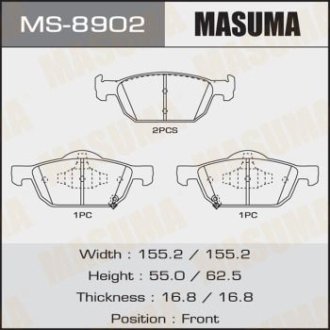 Колодки гальмівні передні Honda Accord, Civic (08-) (MS-8902) MASUMA MS8902