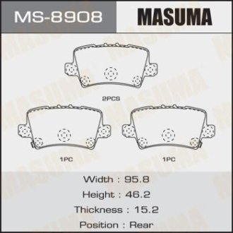 Колодки гальмівні задні Honda Civic (06-12) (MS-8908) MASUMA MS8908