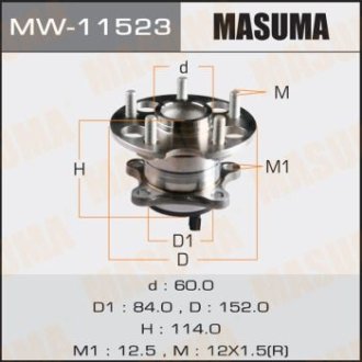 Ступица колеса заднего в сборе с подшипником Toyota Venza (09-16) (с ABS) (MW-11523) MASUMA MW11523