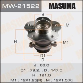 Ступица колеса заднего в сборе с подшипником Nissan Qashqai (13-) 2WD (с ABS) (MW-21522) MASUMA MW21522