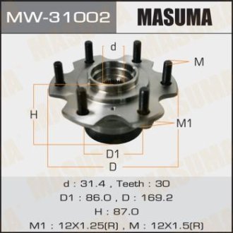 Ступиця колеса переднього у зборі з підшипником Mitsubishi Pajero (00-) (MW-31002) MASUMA MW31002