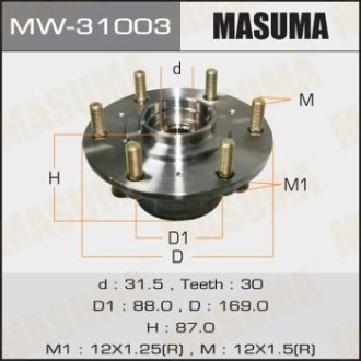 Ступиця колеса переднього у зборі з підшипником Mitsubishi L200 (07-), Pajero Sport (08-) (MW-31003) MASUMA MW31003