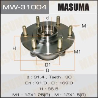 Ступиця колеса передня MITSUBISHI PAJERO / V87W, V97W (MW-31004) MASUMA MW31004