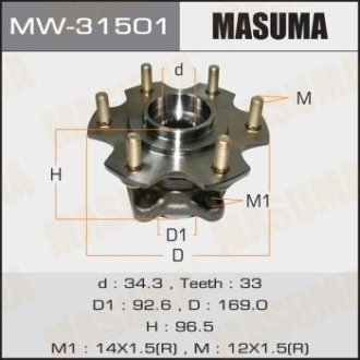 Ступица колеса заднего в сборе с подшипником Mitsubishi Pajero (06-) (MW-31501) MASUMA MW31501