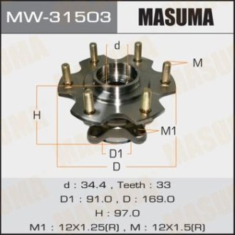 Ступиця колеса заднього у зборі з підшипником Mitsubishi Pajero (00-06) (MW-31503) MASUMA MW31503