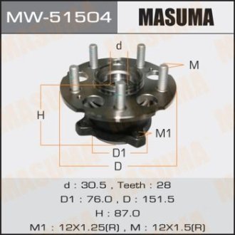 Ступиця колеса задн CR-V/ RE4 (with ABS) (MW-51504) MASUMA MW51504