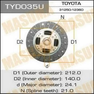 Диск зчеплення 212*140*21*24.1 TOYOTA AURIS MASUMA TYD035