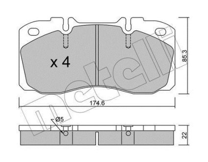 Комплект гальмівних колодок (дискових) Metelli 22-0268-0