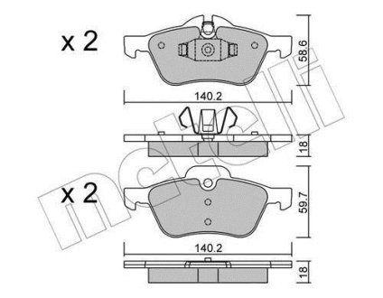 Комплект гальмівних колодок (дискових) Metelli 22-0555-0