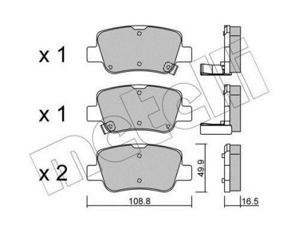 Комплект тормозных колодок (дисковых) Metelli 22-0881-0 (фото 1)