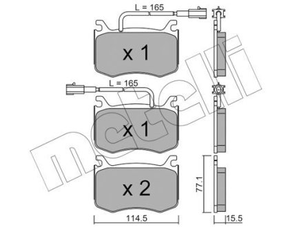 Комплект гальмівних колодок Metelli 22-1099-0