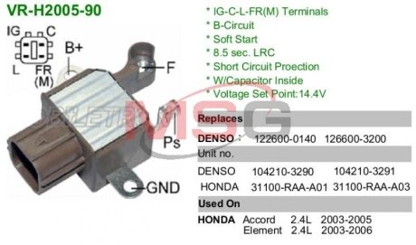 Регулятор напряжения генератора MOBILETRON VRH200590