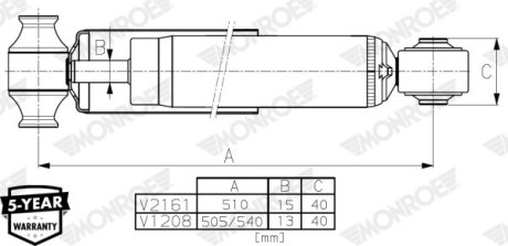 Амортизатор підвіски MONROE V1208 (фото 1)