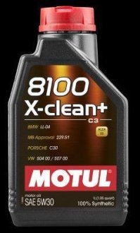 Масло моторное 8100 X-Clean+ 5W-30, 1л. MOTUL 106376