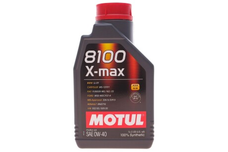 Моторное масло 8100 X-max SAE 0W40 1 L MOTUL 348201