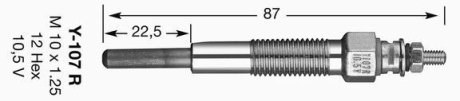 Свеча накаливания Standard (Y-107R) NGK 1229