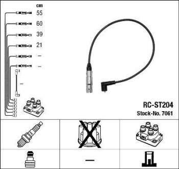 К-кт проводів (RC-ST204) SEAT Leon/Toledo "1,6 "98-06 NGK 7061