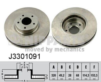 Гальмівний диск NIPPARTS J3301091