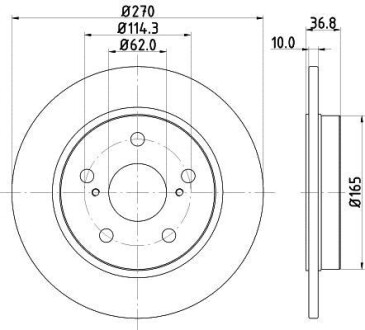 Диск гальмівний задний Toyota Auris, Corolla 1.4, 1.6, 1.8 (12-) NISSHINBO ND1007K