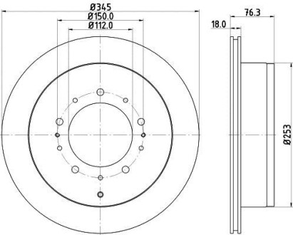 Диск гальмівний задній Toyota Land Cruiser 4.5, 4.6, 4.7, 5.7 (08-) NISSHINBO ND1029K