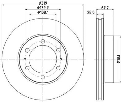 ДИСК ГАЛЬМIВНИЙ ПЕРЕДНIЙ Toyota Land Cruiser 3.0, 4.0 diz (04-10) NISSHINBO ND1034K