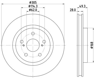 Диск тормозной передний Toyota Camry (V7) (17-), RAV 4 V (_A5) (18-) NISSHINBO ND1128K