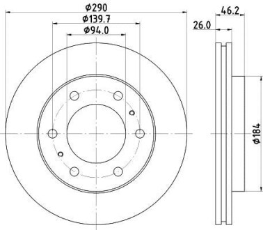 ДИСК ГАЛЬМIВНИЙ ПЕРЕДНIЙ Mitsubishi Pajero III, IV 2.4, 2.5, 3.0, 3.2, 3.5 (02-) NISSHINBO ND3027K