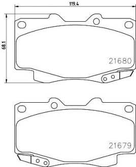 Колодки гальмівні дискові передні Toyota Hilux III, Fortuner 2.5, 3.0, 4.0 (05-) NISSHINBO NP1075