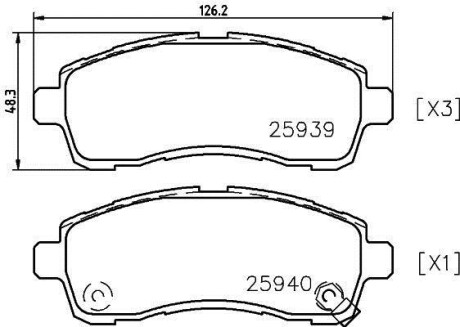 Колодки гальмівні дискові передні Suzuki Swift/Mazda 2/ Daihatsu Materia 1.2, 1.3, 1.5, 1.6 (06-) NISSHINBO NP5029