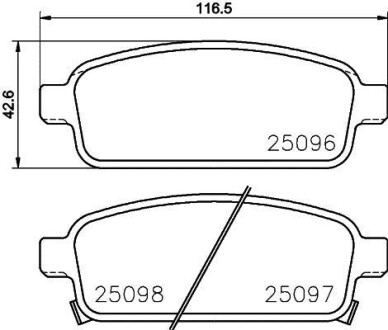 Колодки гальмові дискові задні Chevrolet Aveo T300, Cruze 1.4, 1.6, 1.8 (09-) NISSHINBO NP6055