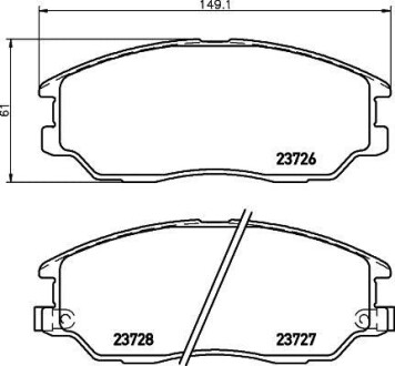 Колодки гальмівні дискові передні Hyundai Terracan 2.9, 3.5 (03-06) NISSHINBO NP6092