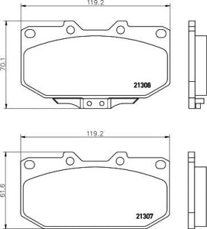 Колодки тормозные дисковые передние Subaru Impreza 2.0, 2.5 (00-07) NISSHINBO NP7012 (фото 1)