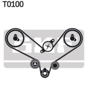 Комплект ГРМ, пас+ролик+помпа SKF VKMC01201