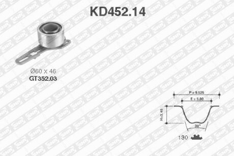 Комплект ГРМ (ремінь + ролик) SNR NTN KD45214