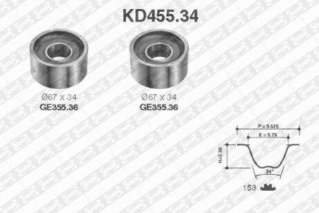 Комплект ГРМ (ремінь + ролик) SNR NTN KD45534