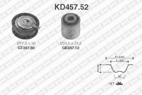 Роликовый модуль натяжителя ремня (ролик, ремень) SNR NTN KD457.52