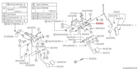 Переключатель тормоза/стоп сигналов SUBARU 83370AA001