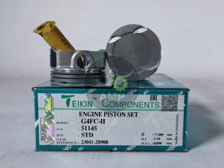 Поршень ДВС STD (4шт.+пальцы) Hyundai 1.6 (G4FC-II) Elantra (15-), Cerato (16-) (51145-STD) TEIKIN 51145STD