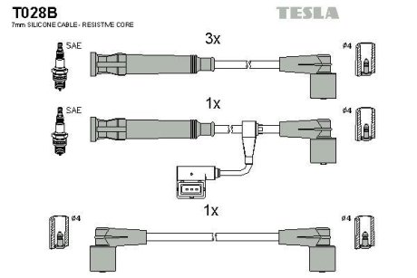 Провід високовольтні, комплект Bmw 3 (E36) BLATNA TESLA T028B