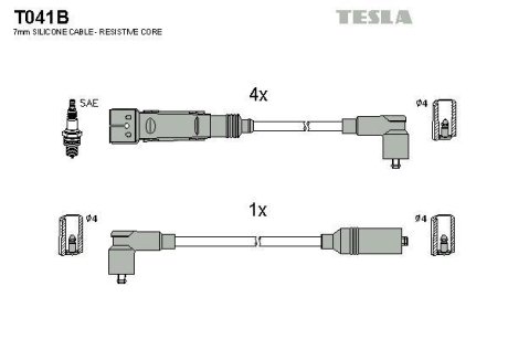 Комплект кабелей зажигания TESLA T041B