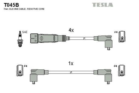 Провід високовольтні, комплект Seat Inca 1.6 (97-00),Vw Caddy ii 1.6 (95-00) BLATNA TESLA T045B