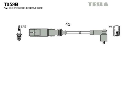 Провода высоковольтные, комплект Skoda Octavia 1.6 (97-07),Skoda Octavia combi 1.6 (98-07) BLATNA TESLA T059B