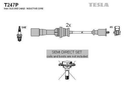 Комплект кабелей зажигания TESLA T247P