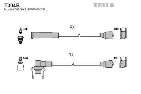 Комплект кабелей зажигания TESLA T304B