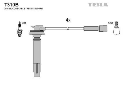 Провода высоковольтные, комплект TESLA T310B